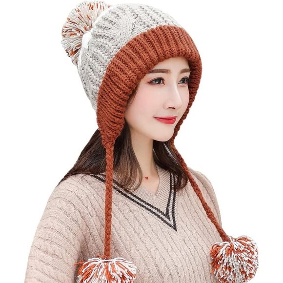 Women Khaki Winter Peruvian Cover Ears Beanie Hat Ear Flaps Sherpa Ski Snow main image 6